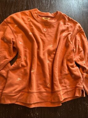 Madewell Terracotta Crewneck Sweatshirt with Cream Bow Embroidery